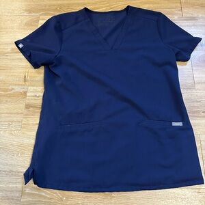 Navy Blue Scrub Top women’s size small figs brand scrub tops flawed